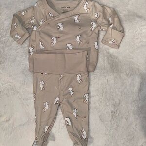 Petit Lem Cream Baby Outfit with Bunny Design